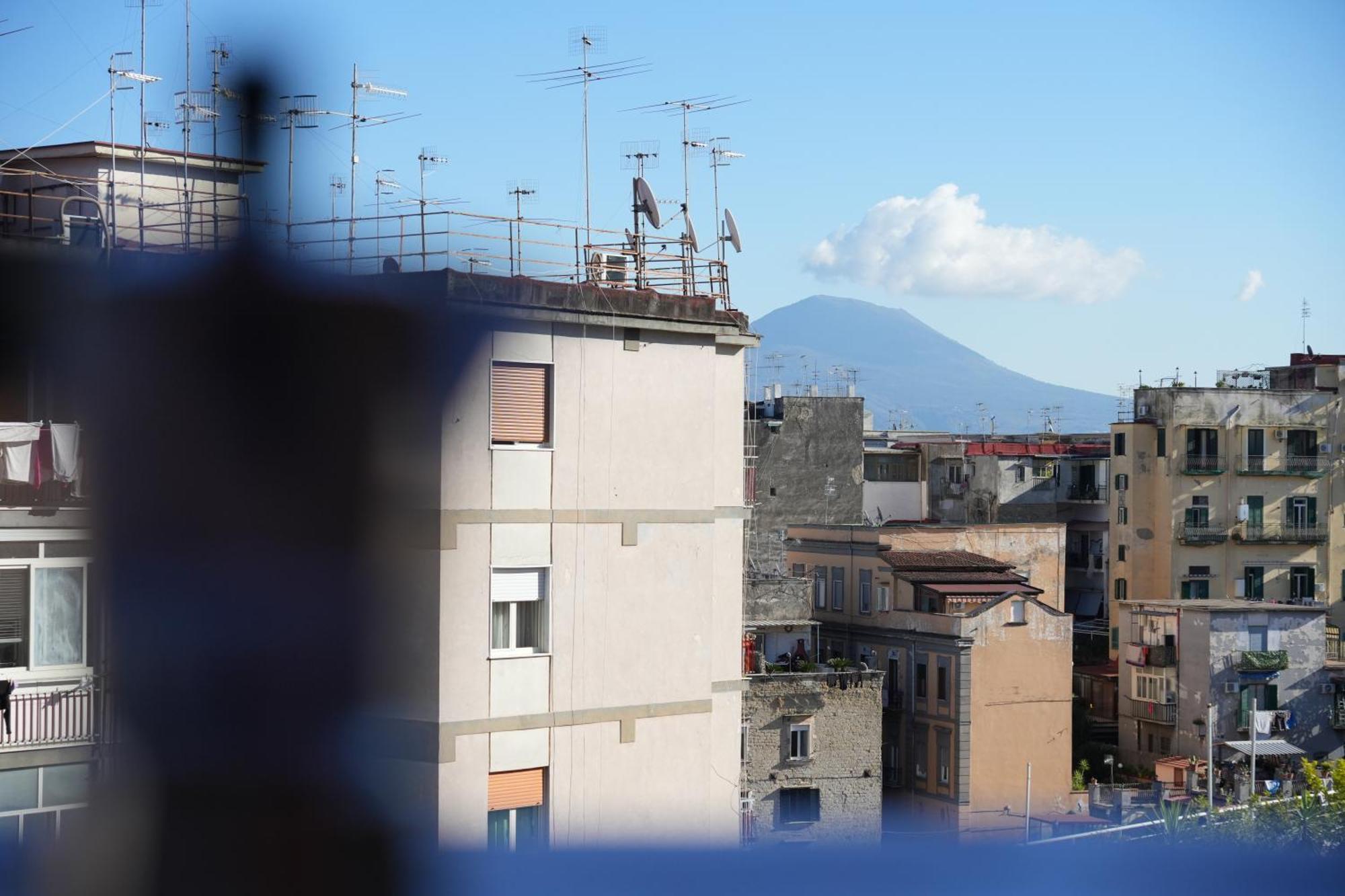 Panorama Vesuvius With Lift Near To Subway In Center